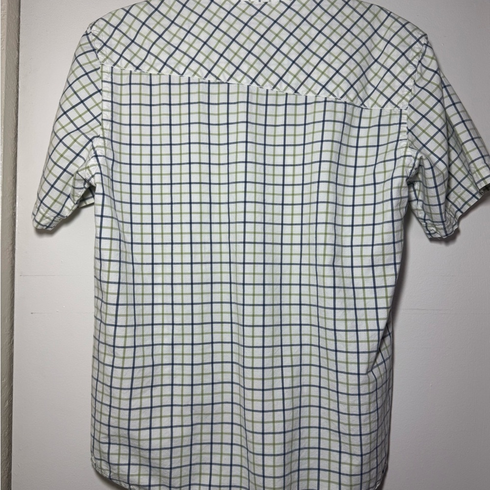 EUC Etnies Blue & Green Plaid White Button Up Shirt Mens size Large - Picture 5 of 6